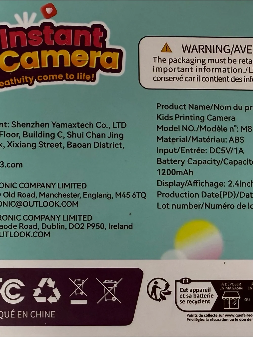 DIY Instant Print Camera for Kids Blue Thermal Camera Photo Video Gift